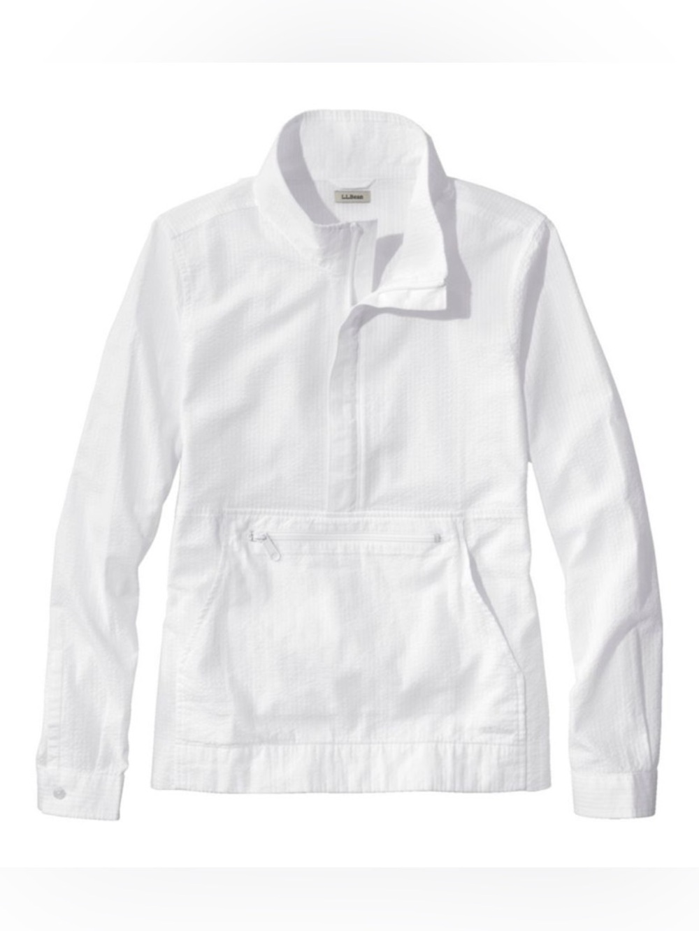 L.L. Bean White Lightweight Pullover Anorak Shirt Jacket size large